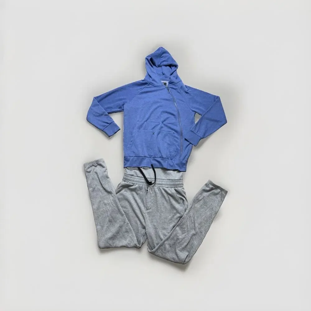 Tuxy Suit One Piece Jumpsuit Men's Small Gray/Gray Loungwear Hoodie Sweats.